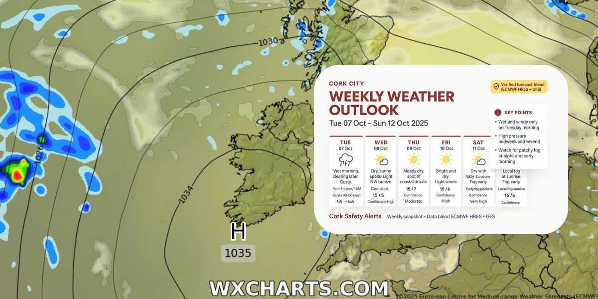 Wet Tuesday Morning Ahead Before Settled Week for Cork